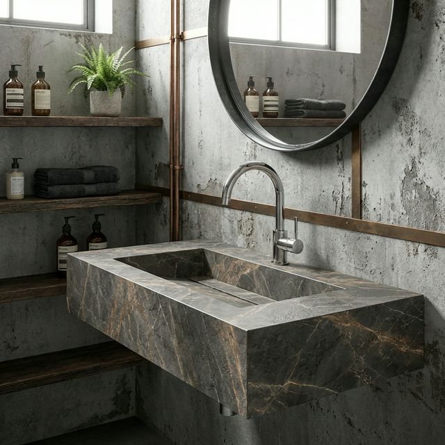 Industrial Bronz Gri Lavabo